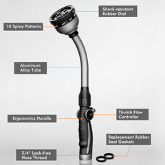 Restmo Watering Wand 15-inch with thumb control hose feature