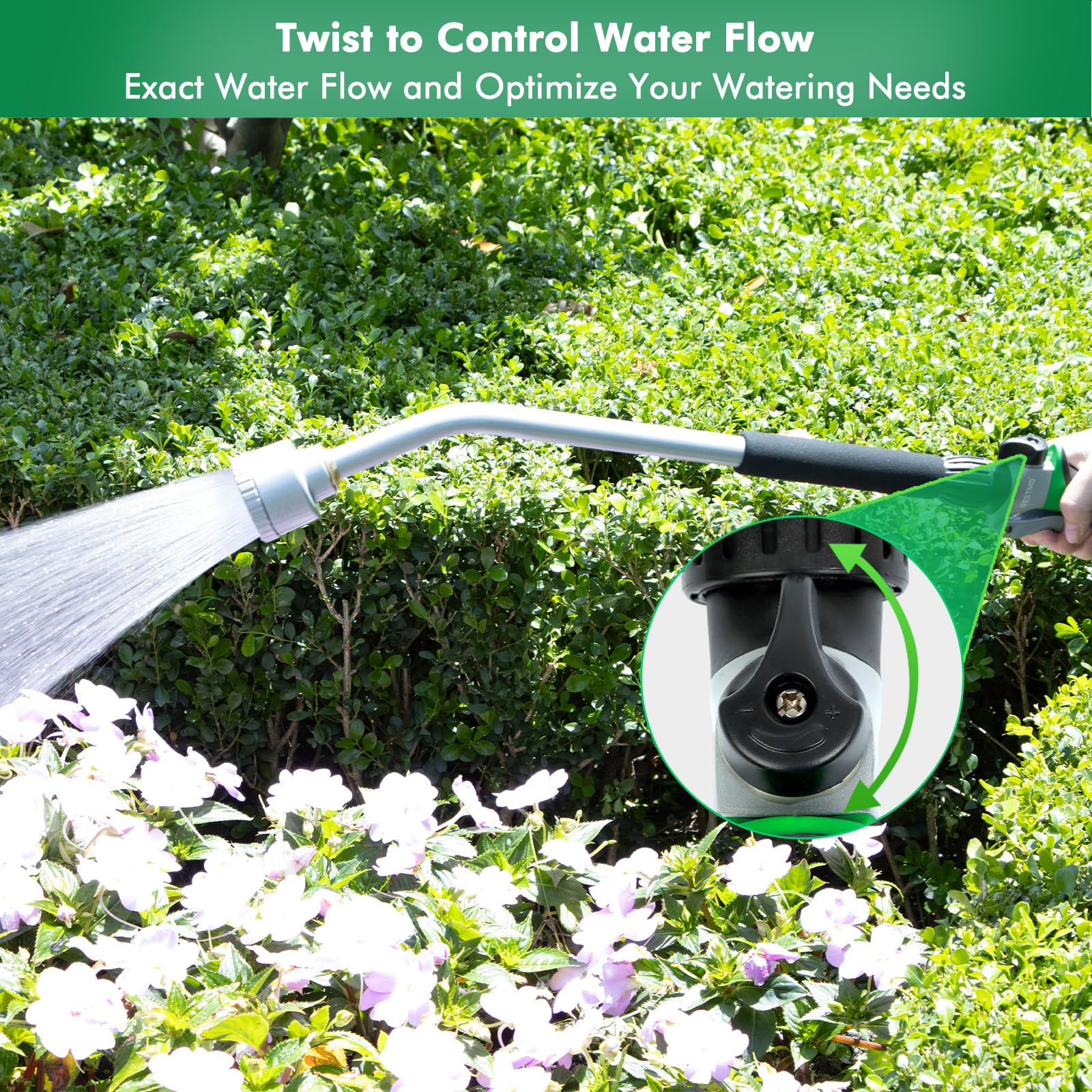 Restmo watering wand on a table, showcasing its durable construction