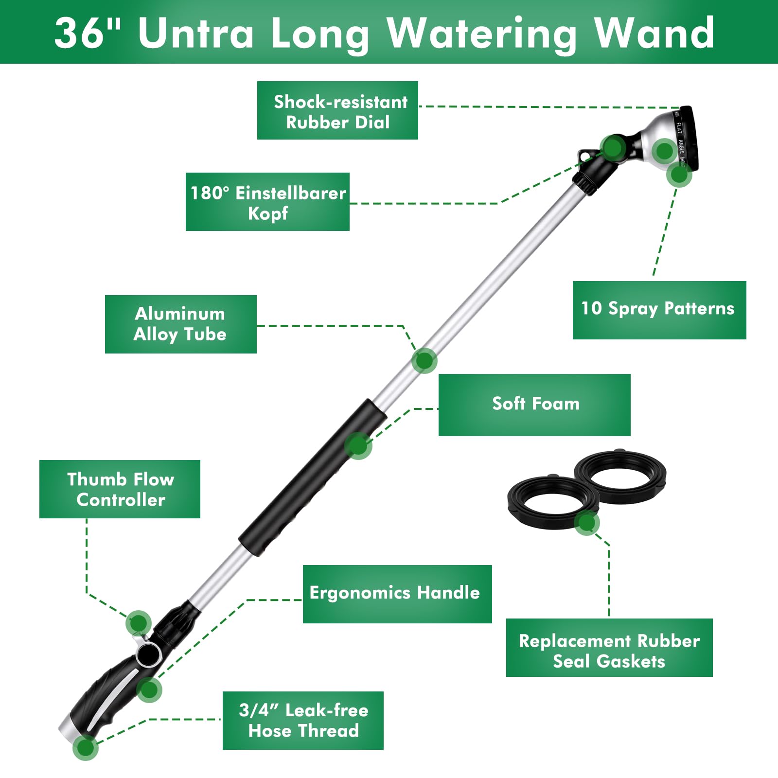 Restmo watering wand showing the thumb control feature