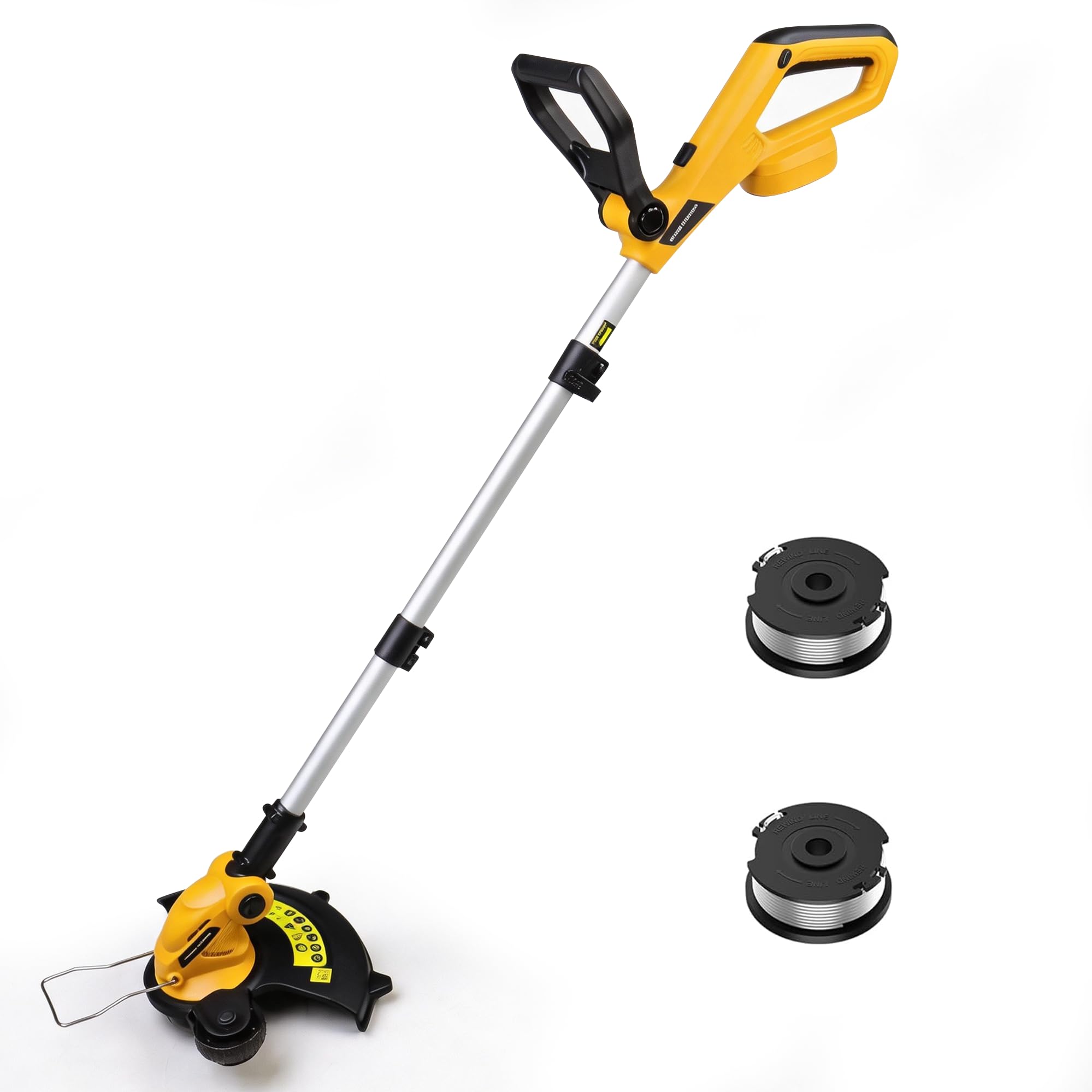 Retek Cordless String Trimmer front view with yellow design