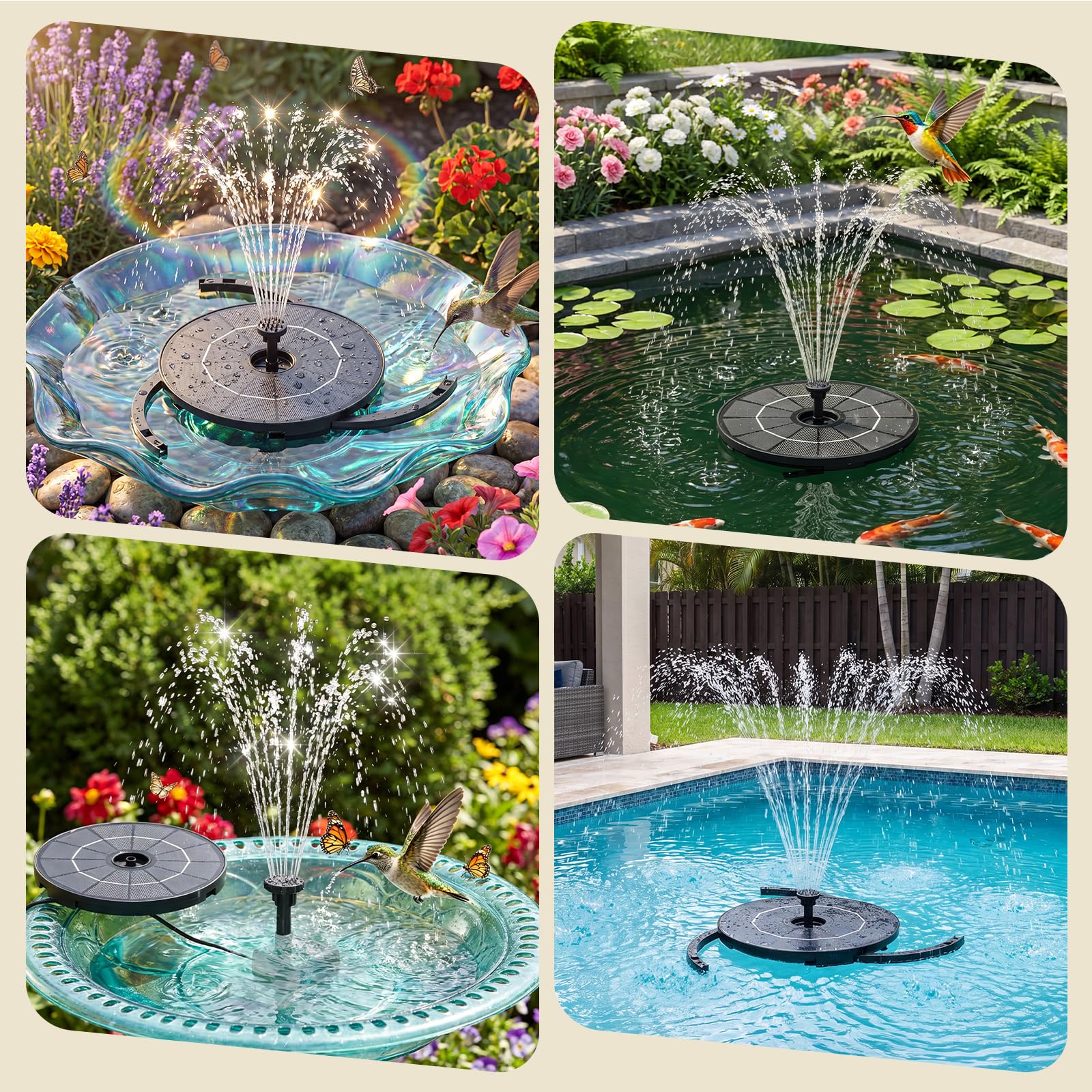 Retractable stand of AISITIN solar fountain in use