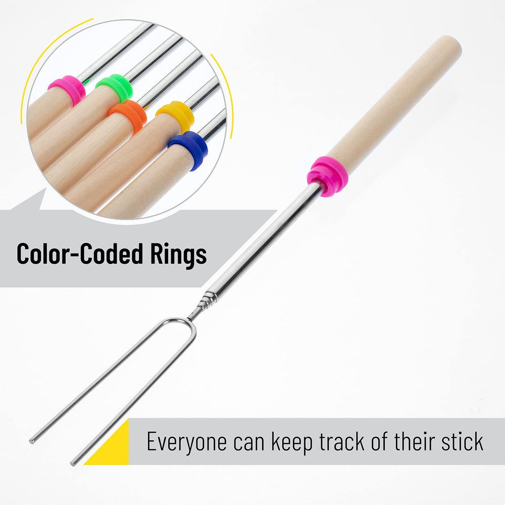 Retractable UNCO marshmallow roasting sticks for easy storage