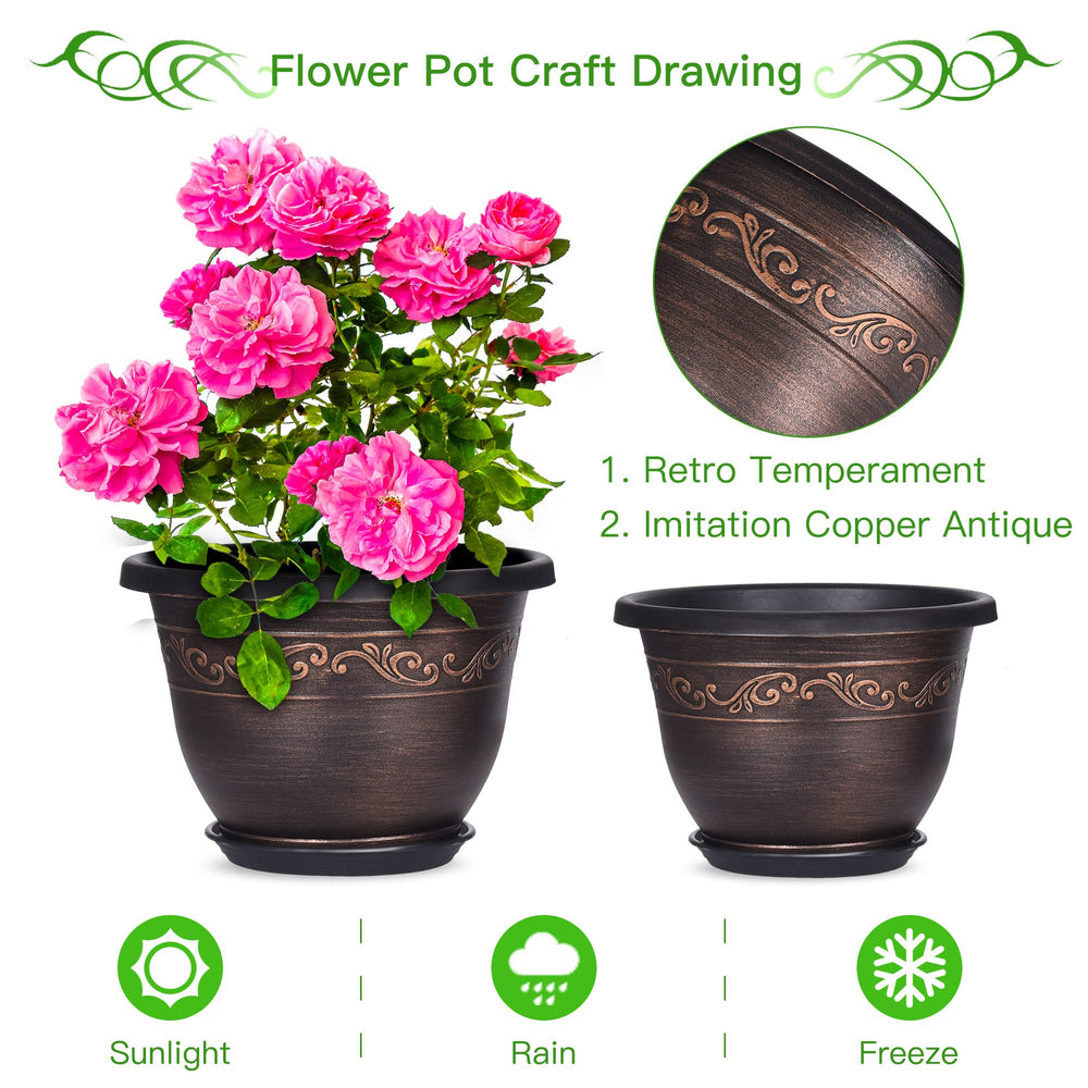 Retro design of Pottiffe 10 Inch planter pots, close-up