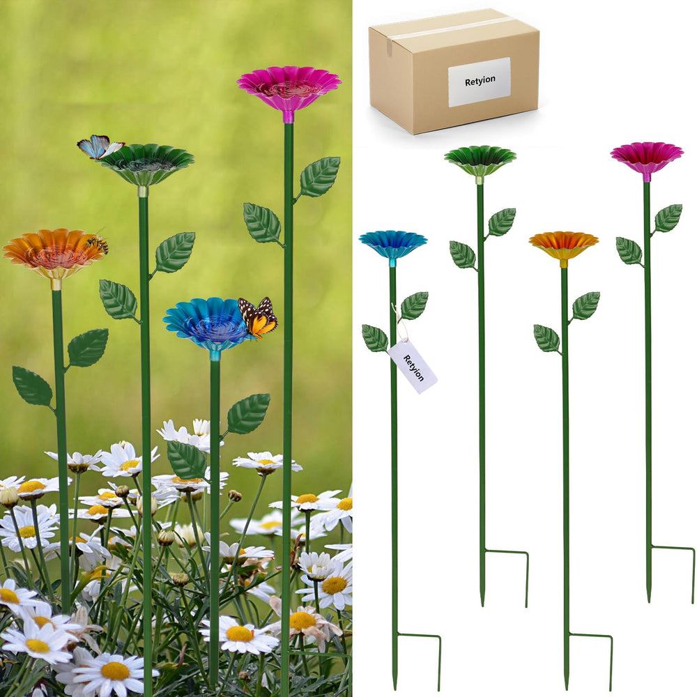 Retyion Bee Watering Station in red flower shape with green stem