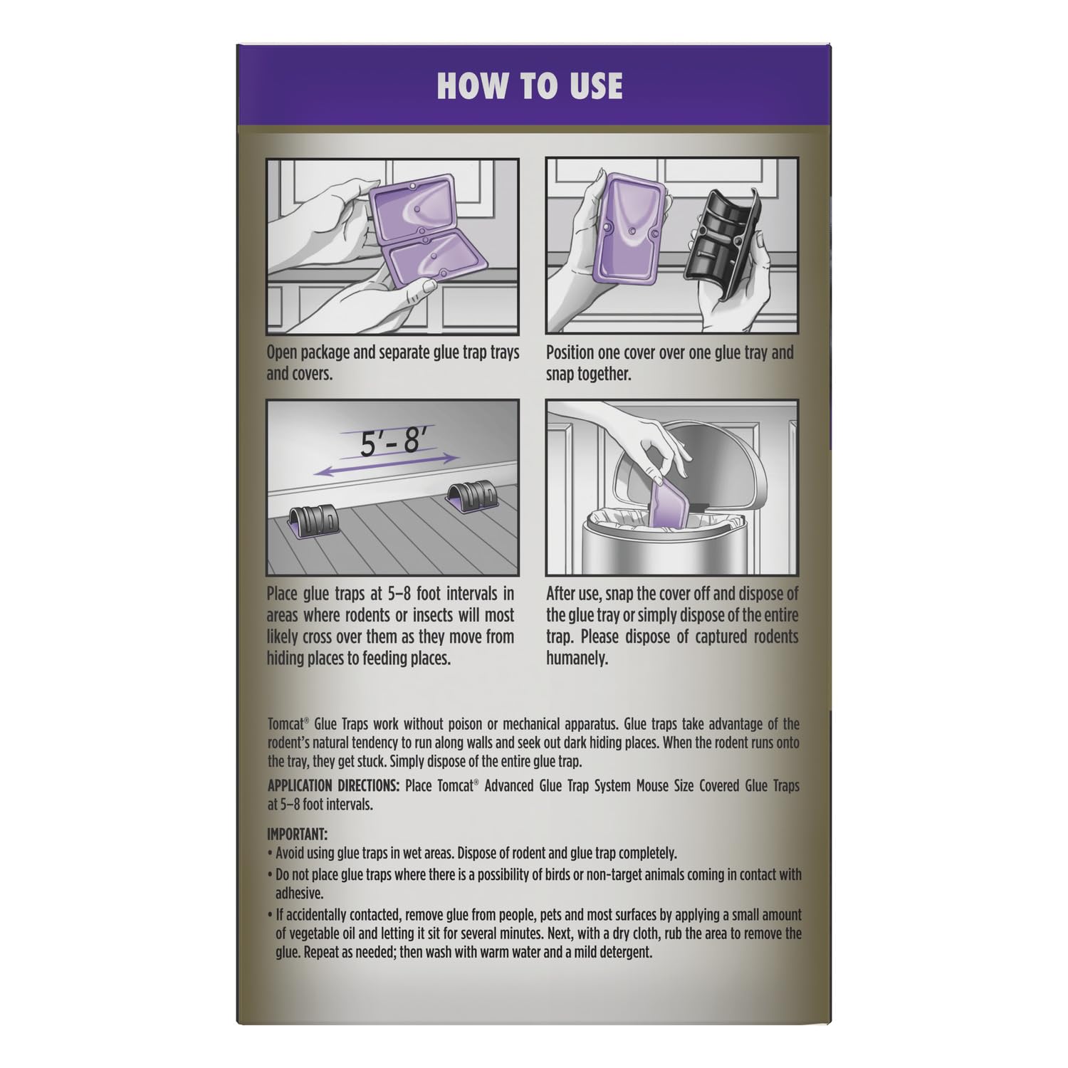 Reusable cover for Tomcat glue traps, designed to resist dust and moisture