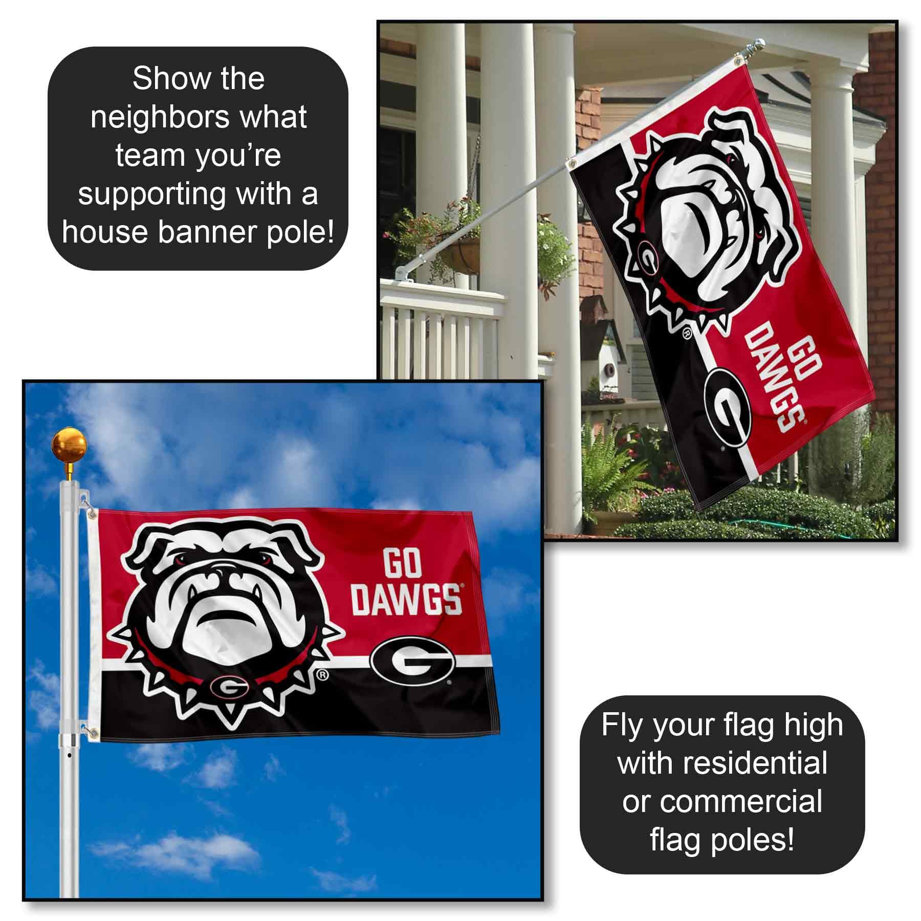 Reverse side view of Georgia Bulldogs outdoor flag
