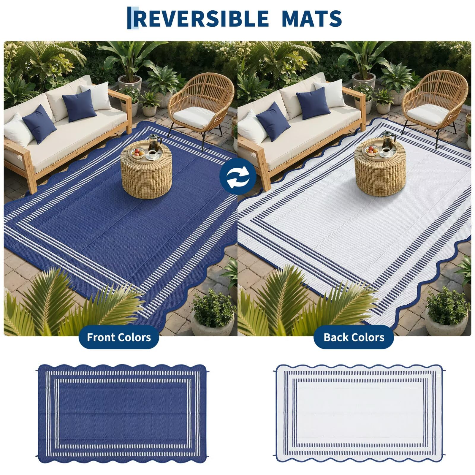 Reversible design of Garvee Outdoor Rug