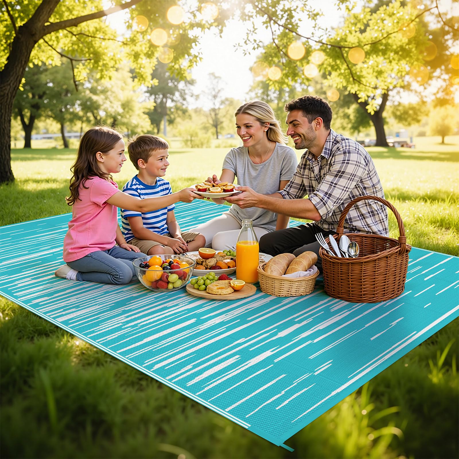 Reversible design of HEBE Outdoor Rug showing both sides