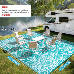 Reversible Findosom Outdoor Rug showcasing both mandala sides