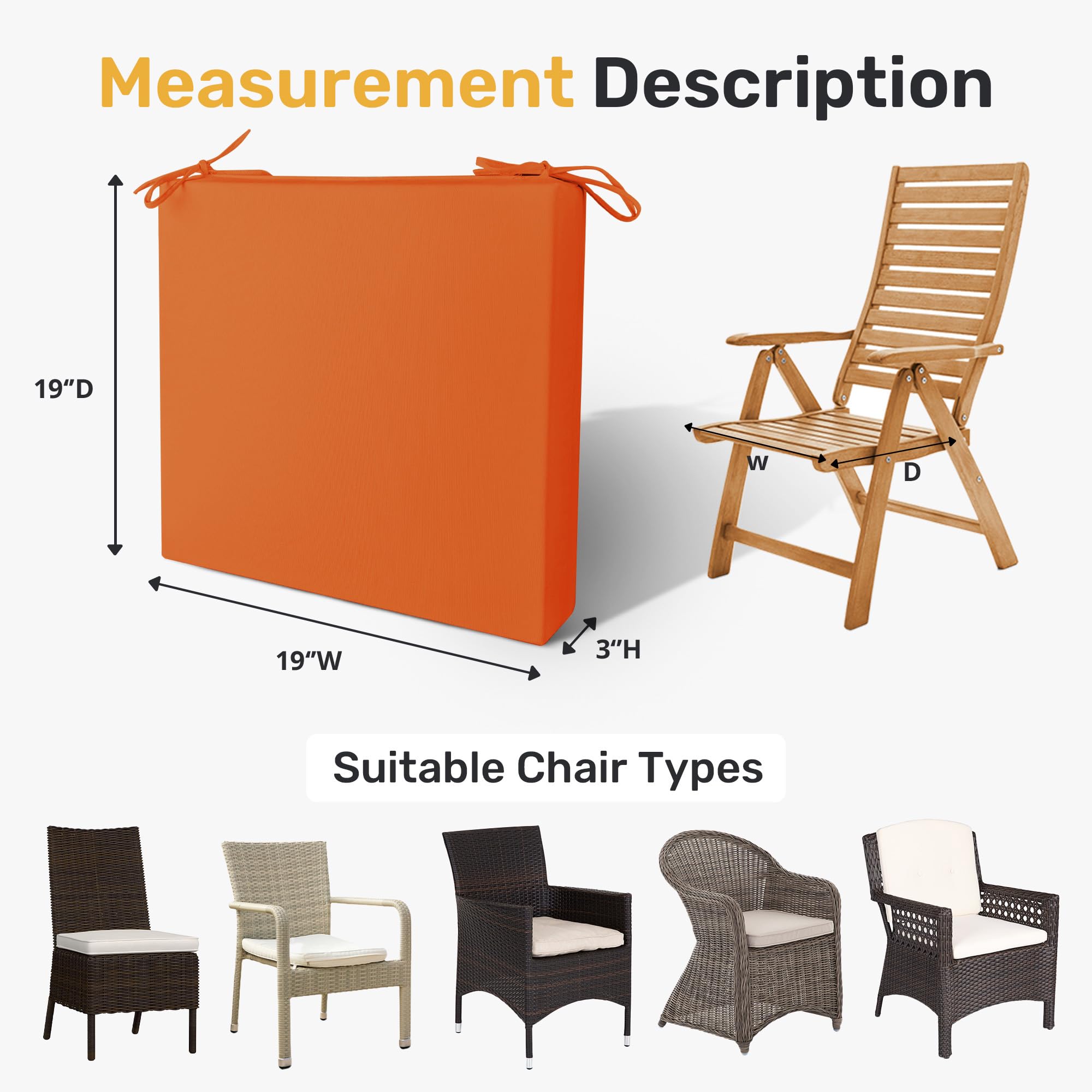 Reversible UNIKOME chair cushion in orange