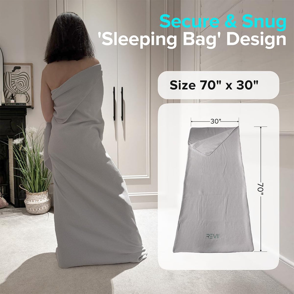 REVIIV sauna towel laid out flat showcasing size 70x30 inches