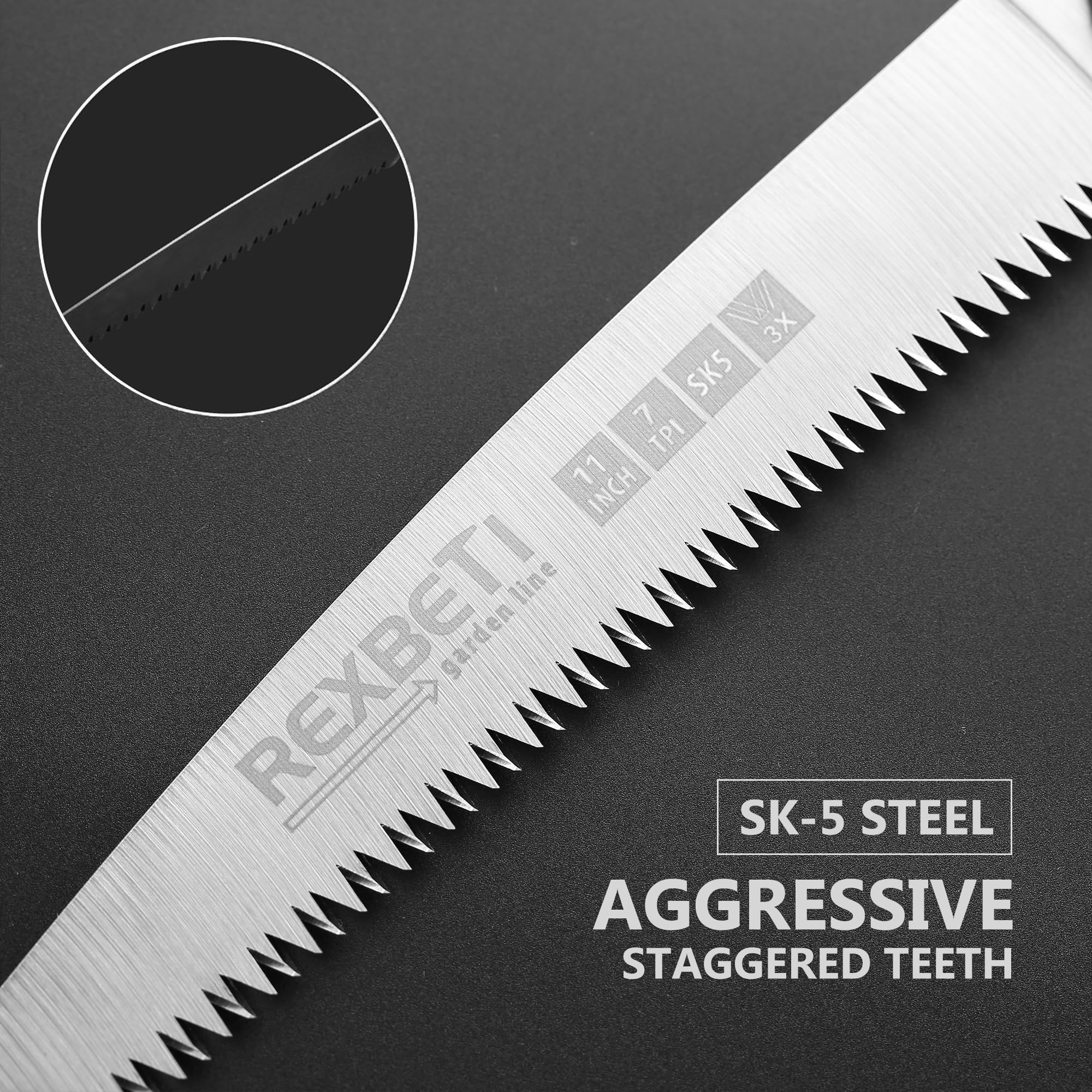 REXBETI 11-Inch Folding Saw with ergonomic rubber-coated handle