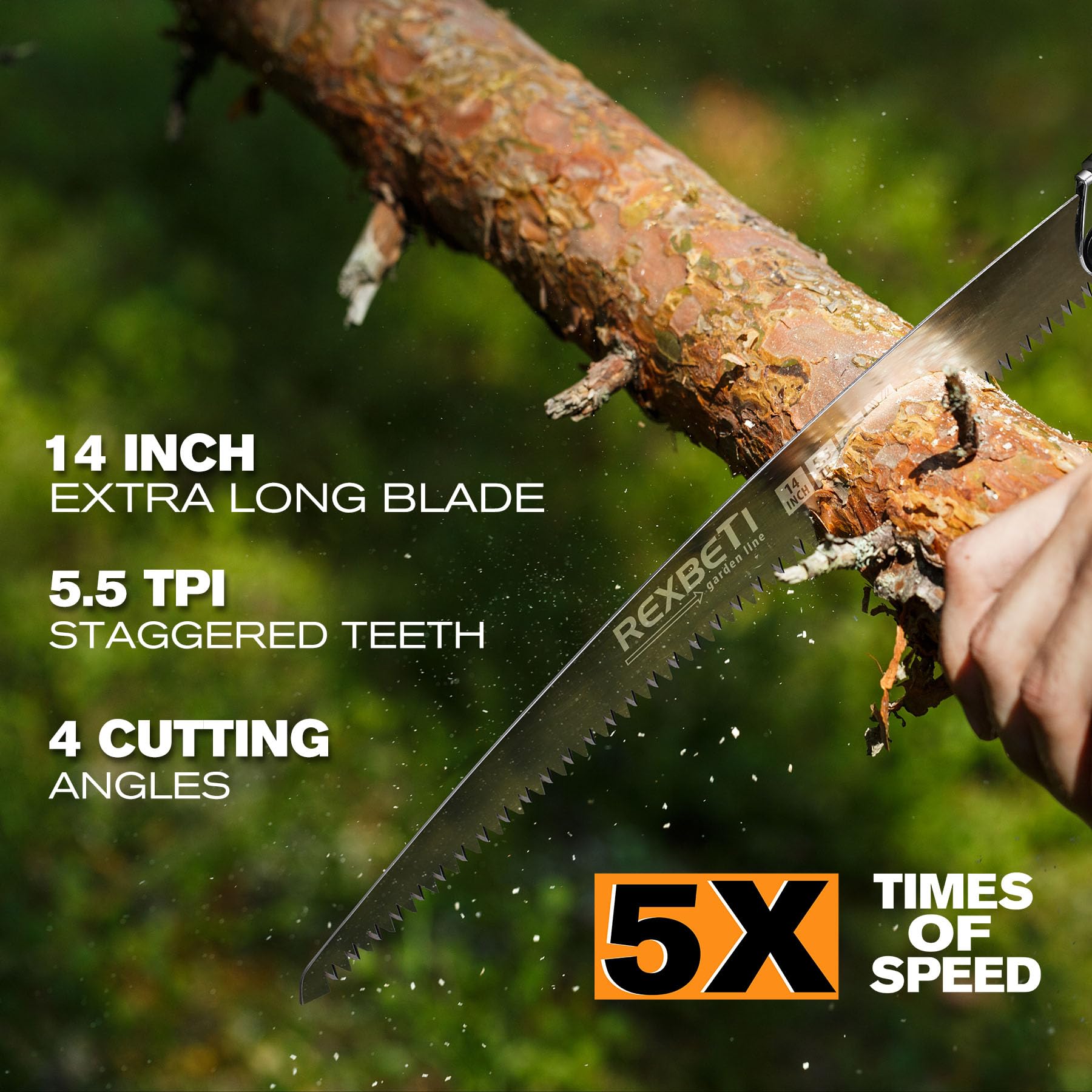 REXBETI 14-Inch Pruning Saw folded for storage