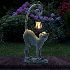 REYISO Outdoor Cat Statue with Solar Light front view