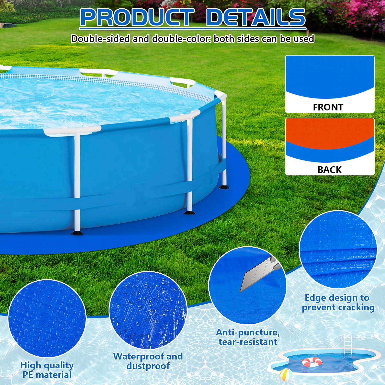 RGJ 15FT round pool tarp folded for storage