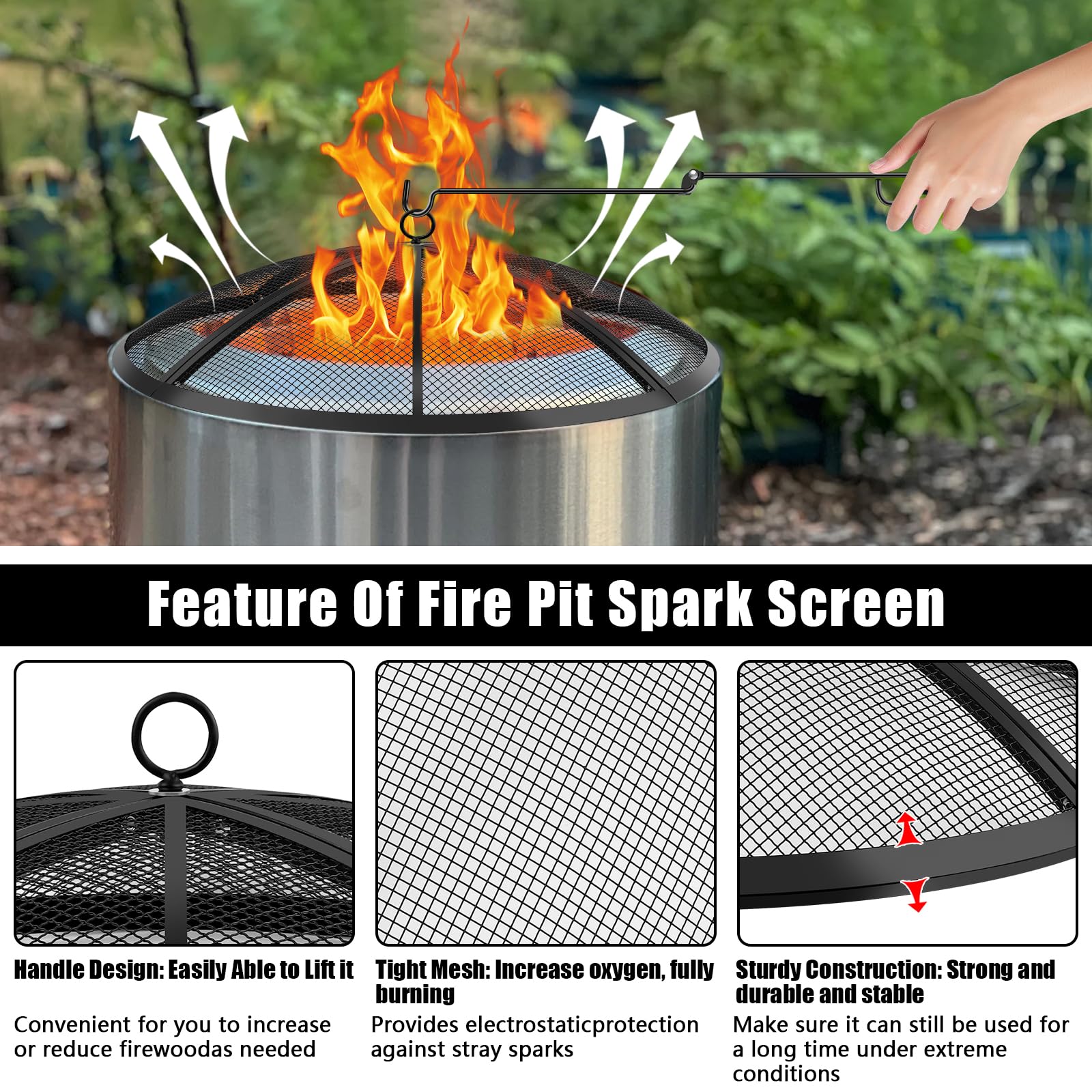 RGJ Fire Pit Spark Screen assembled on a fire pit