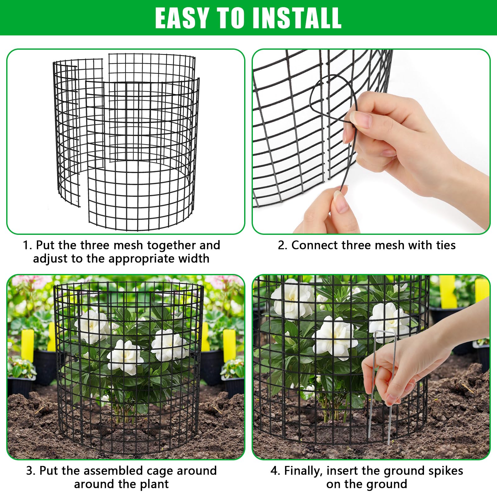 RGJ metal plant protection mesh assembled around a plant