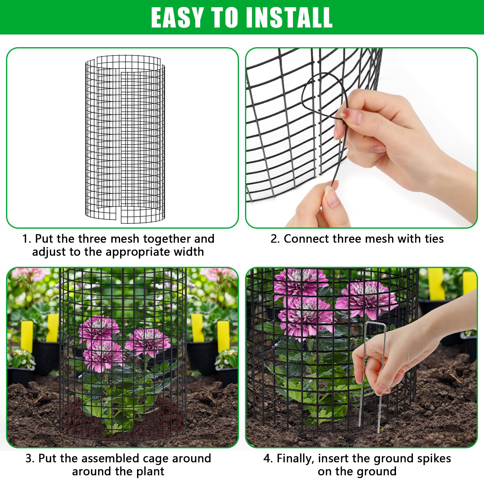 RGJ plant protector set showcasing five 24x12 inch cages