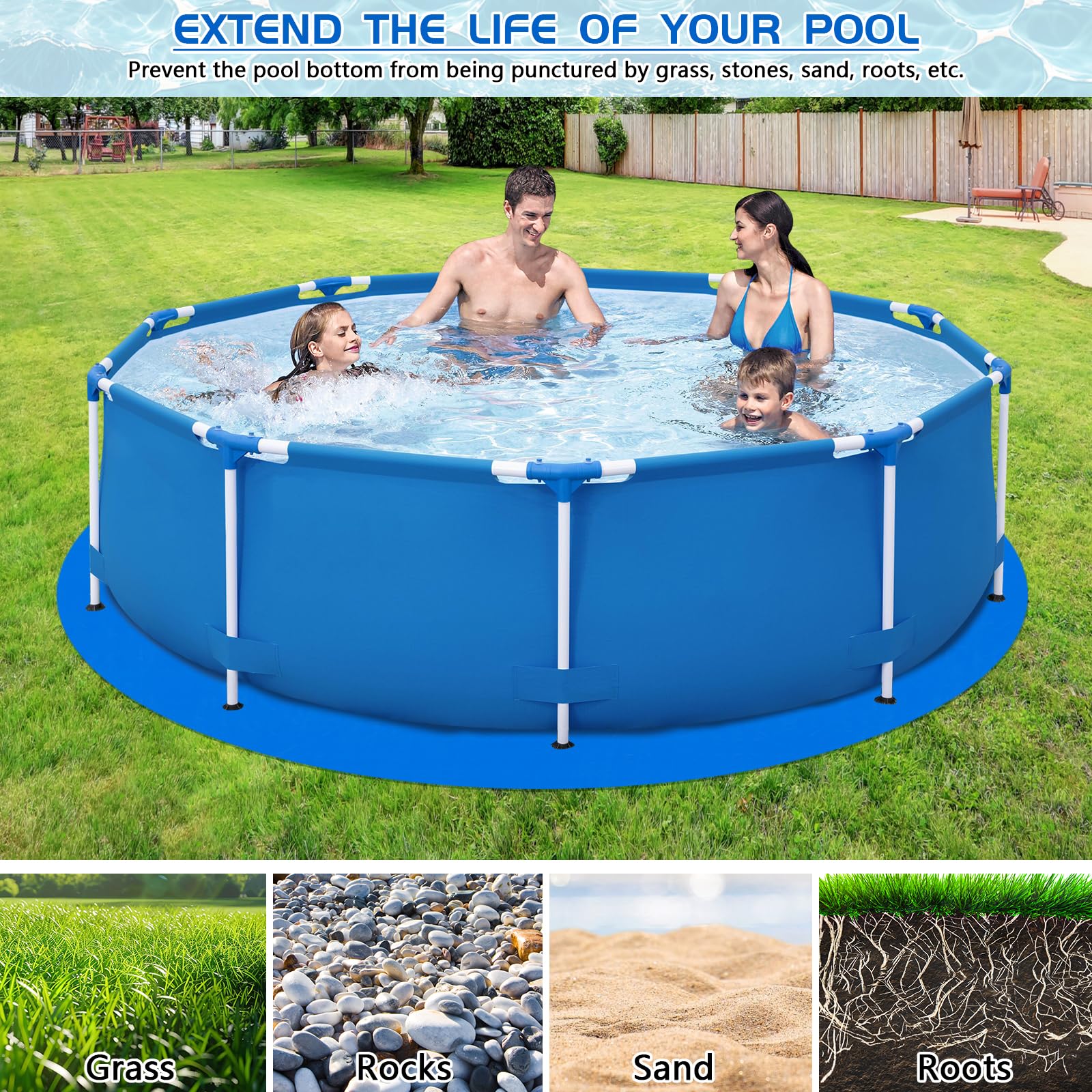 RGJ pool tarp showing grommets and corners