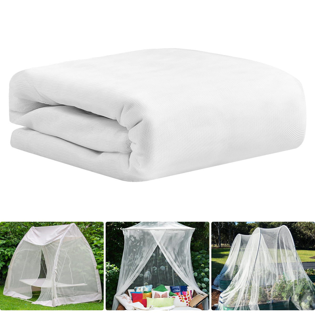 RGQSUN Mosquito Netting 39 x 10 Ft white mesh front view