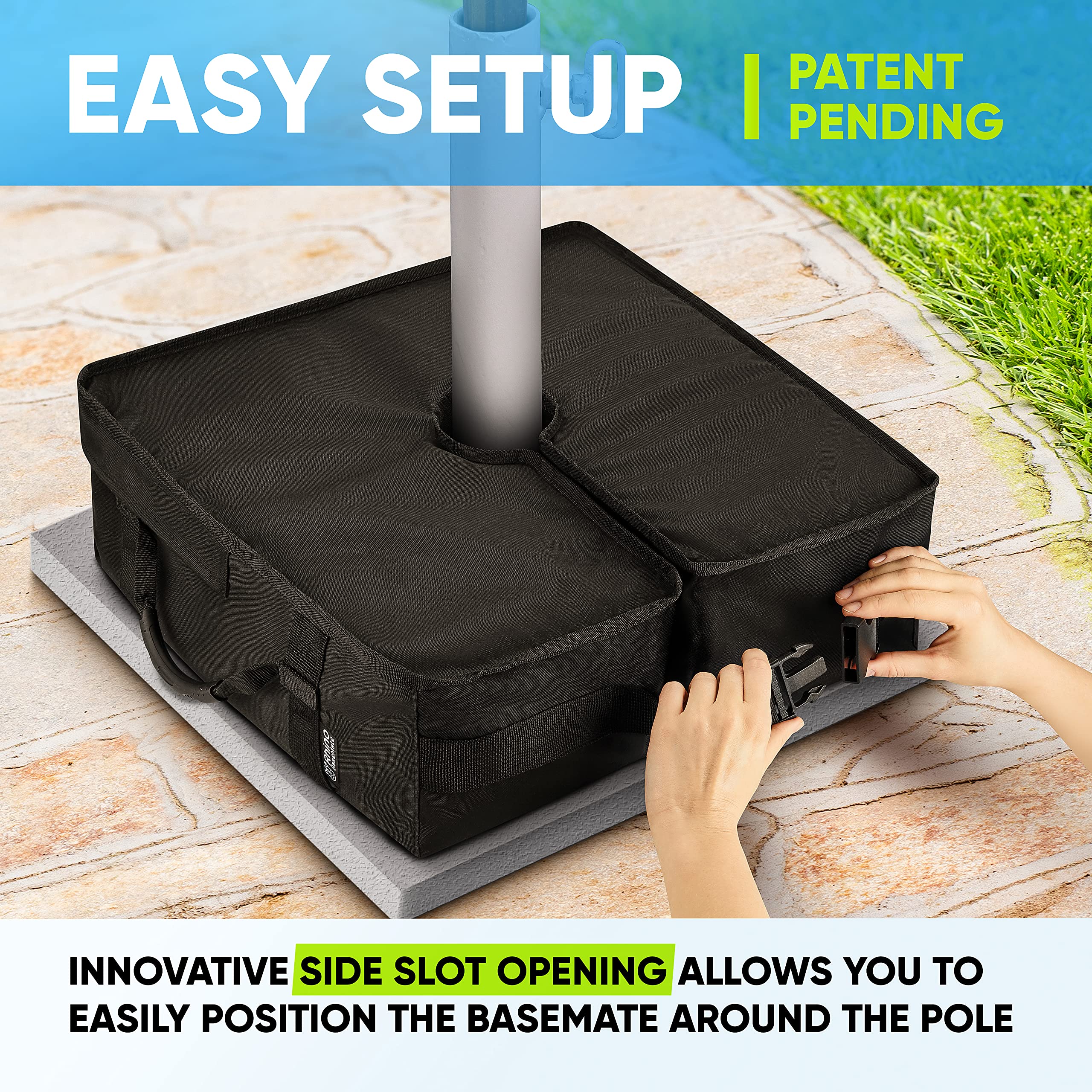 Rhino BaseMate umbrella base on a patio umbrella stand