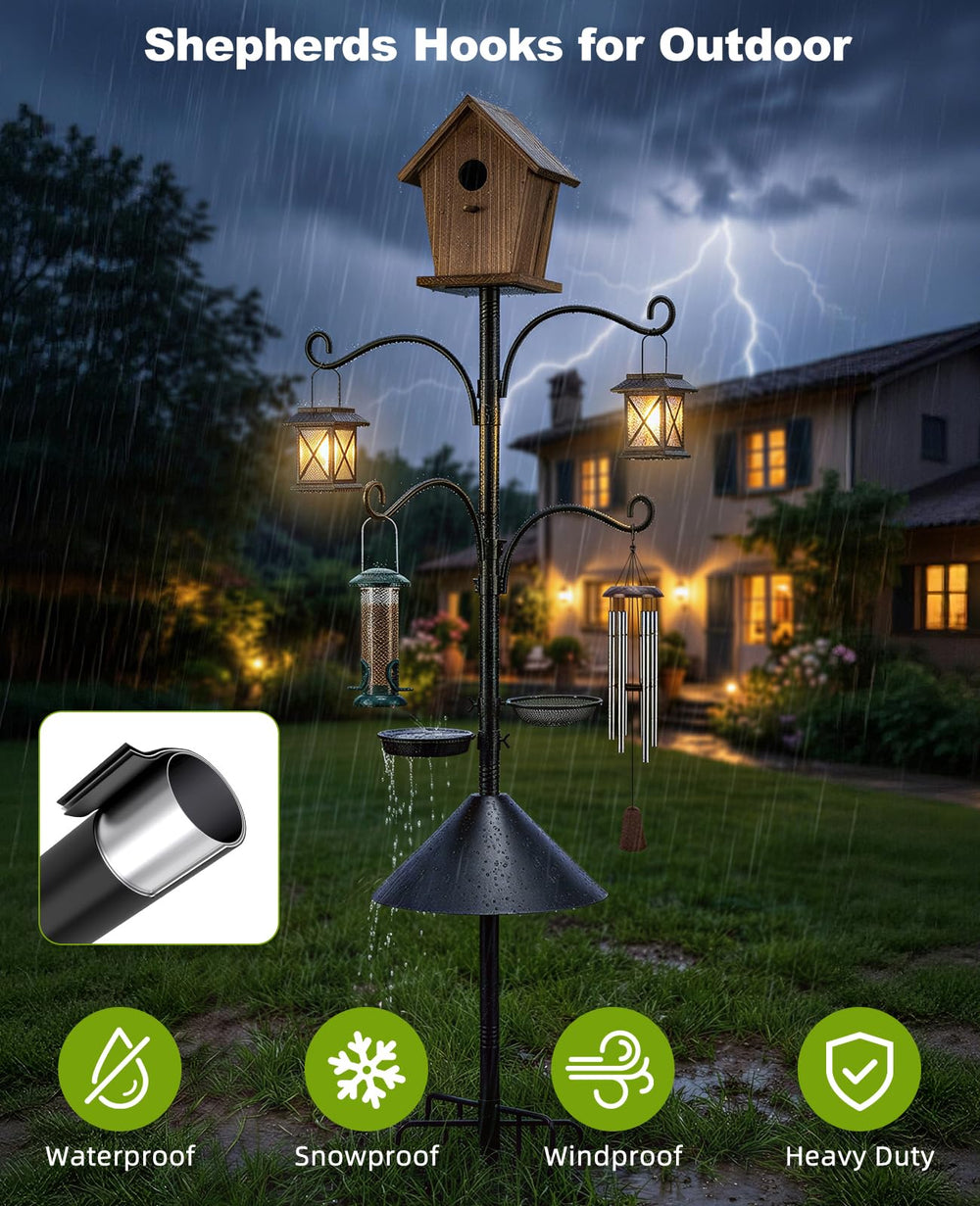 Rhino Valley 93 Inch Bird Feeder Pole with birdhouse bracket