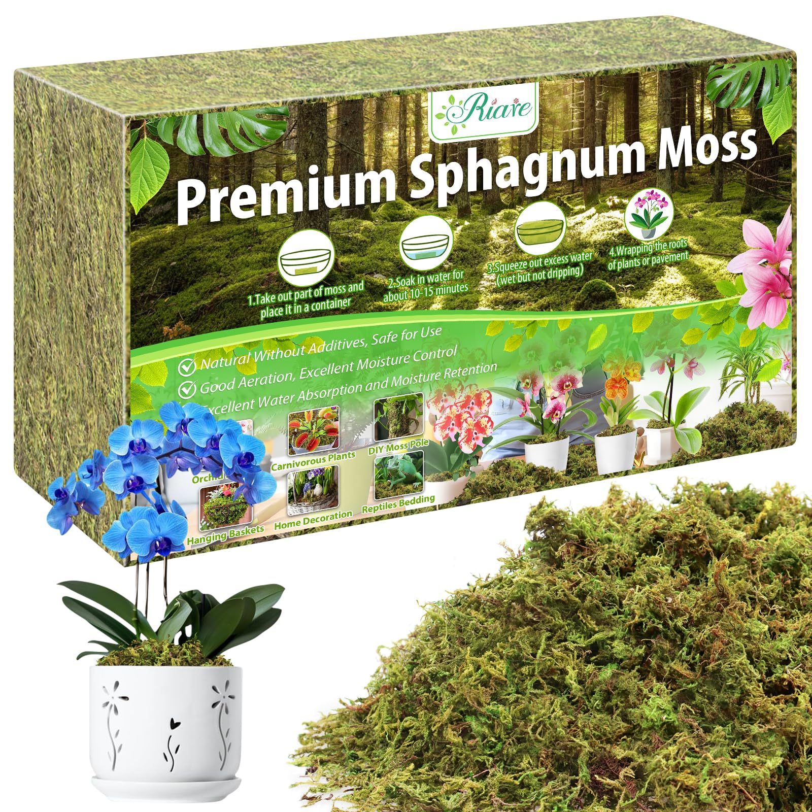 Riare 1.3LB premium sphagnum moss front view