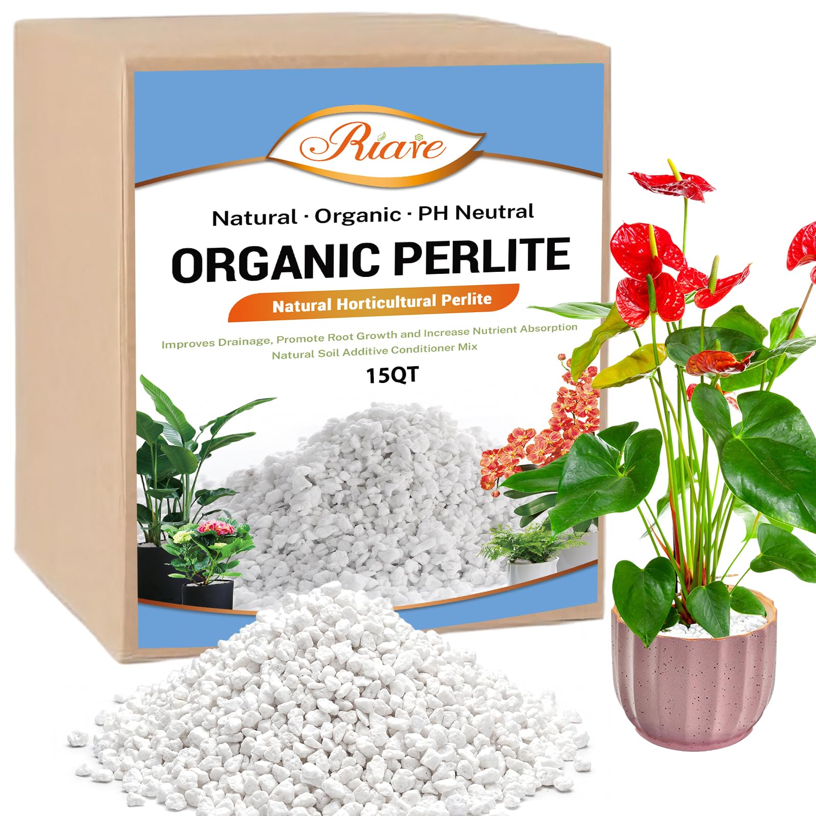 Riare 15QT Organic Perlite front view in packaging