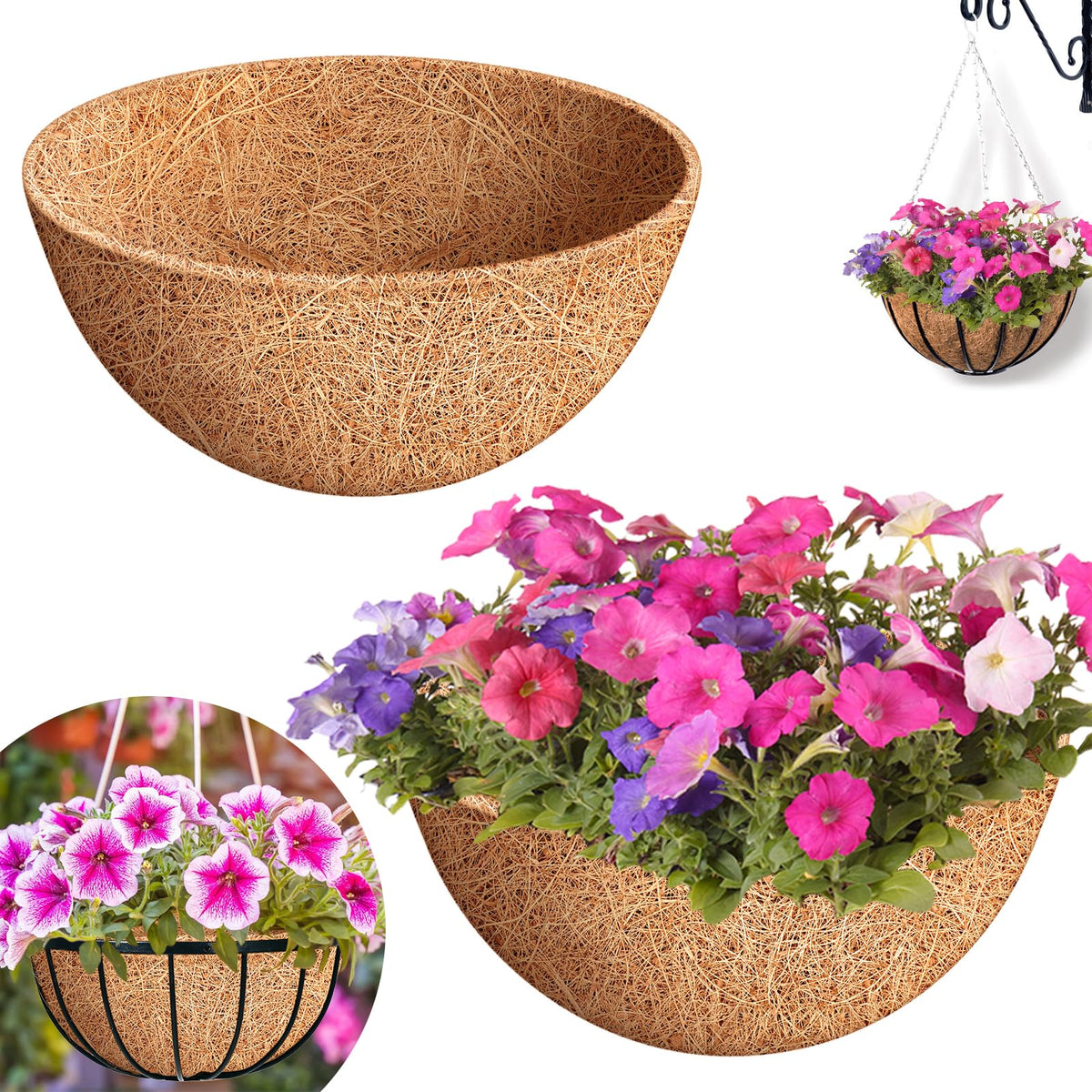 Riare 16 Inch Coco Liners front view showing natural coir fiber
