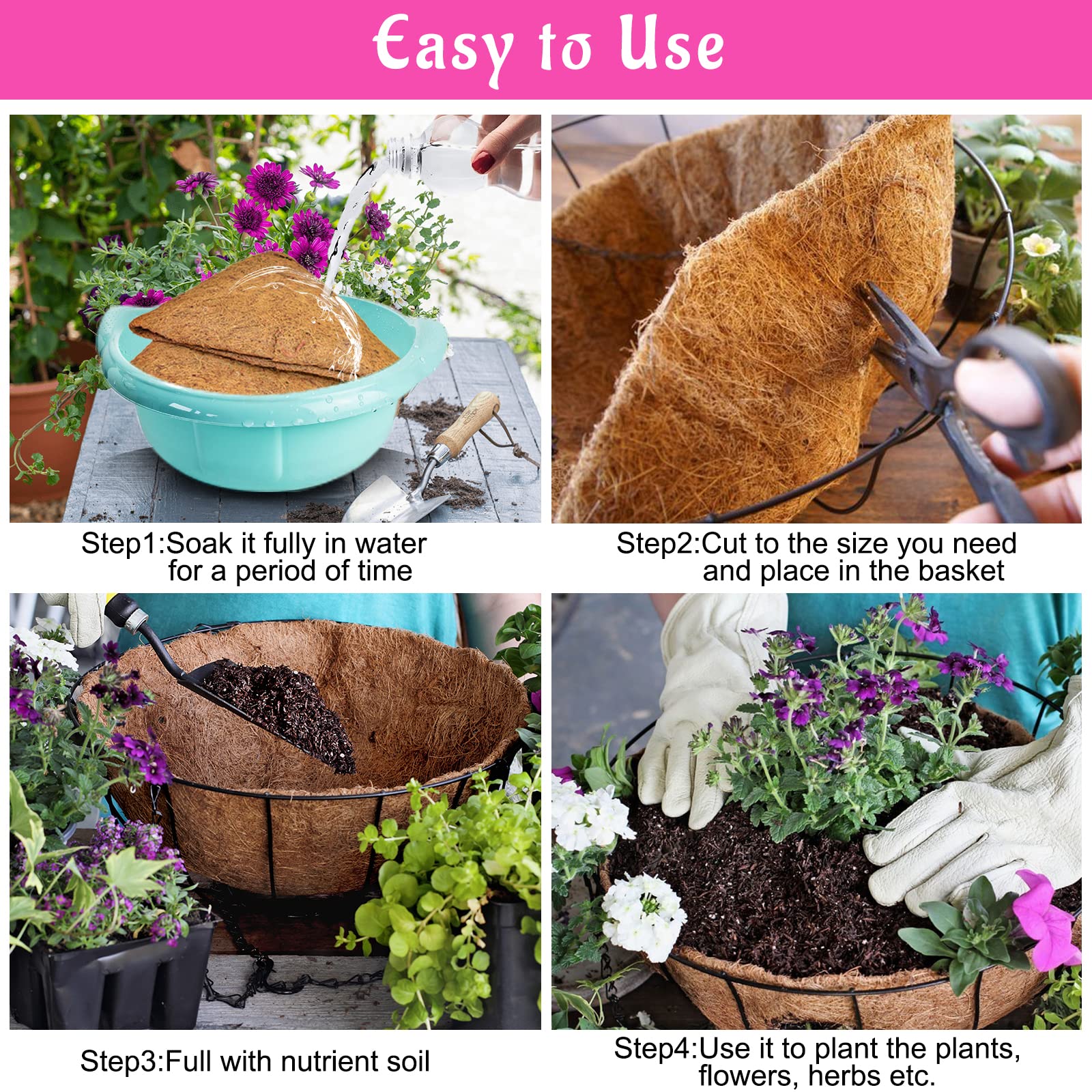Riare 16 Inch Coco Liners with soil and plants