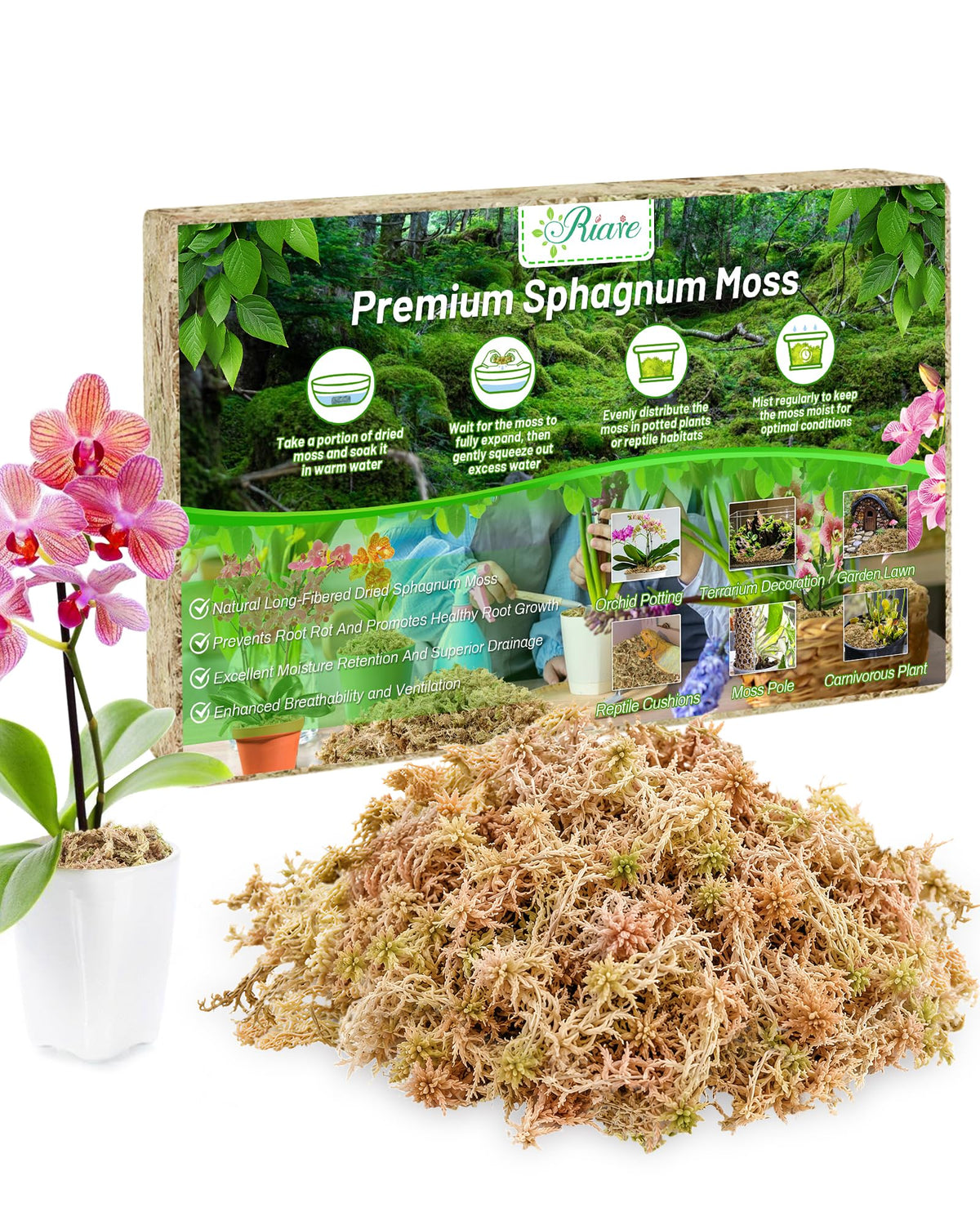 Riare 3.88oz Premium Sphagnum Moss front view