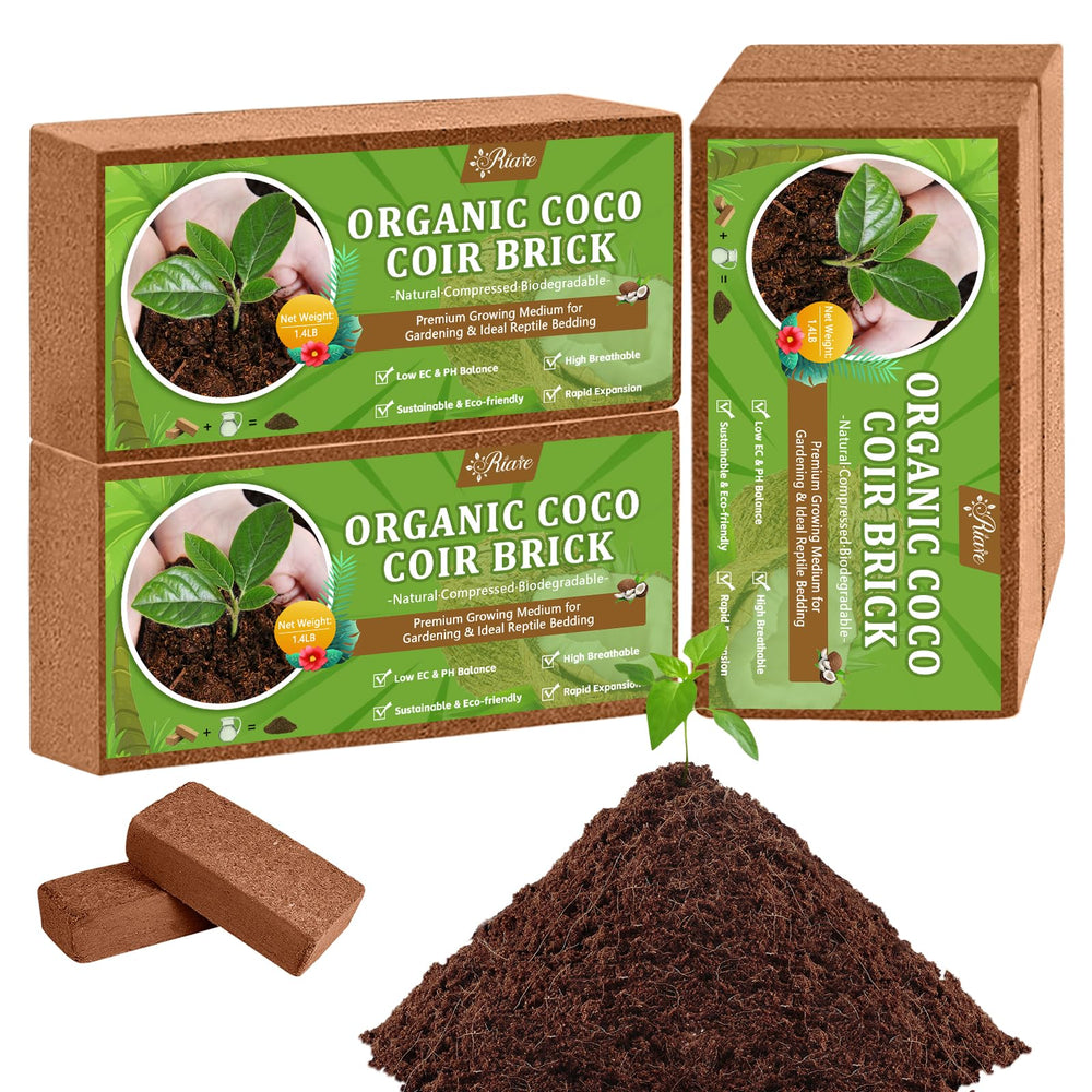 Riare 4 Pack Organic Coco Coir Bricks front view