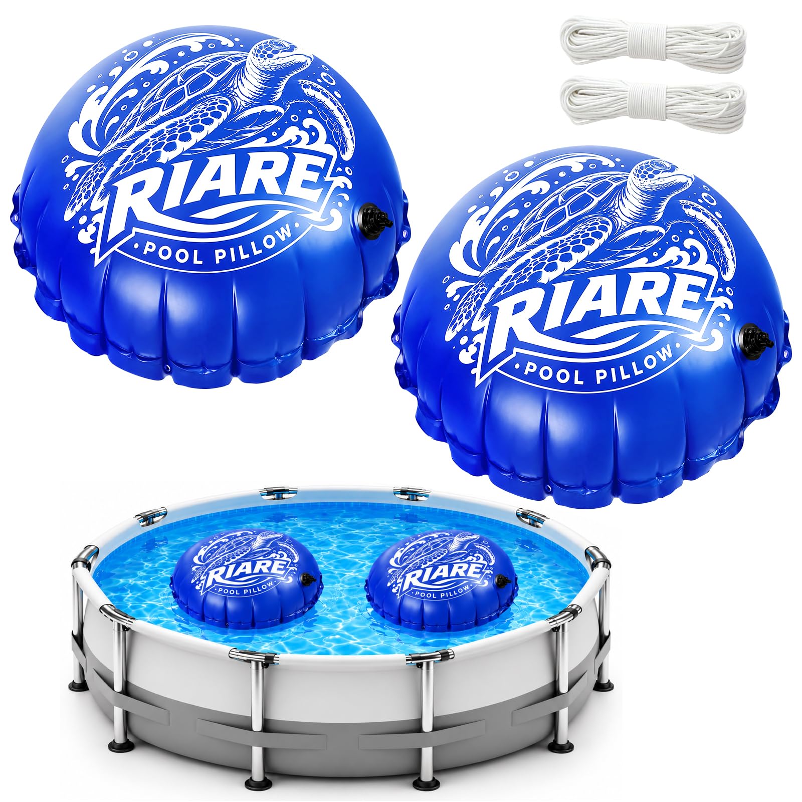 Riare 4x4 ft pool pillow blue, front view
