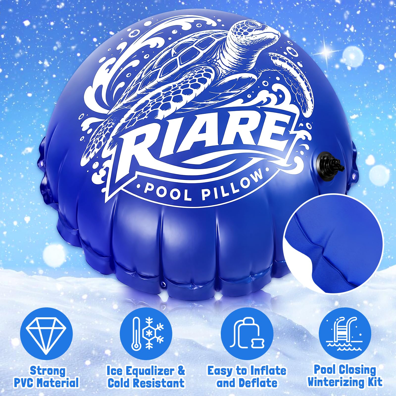 Riare 4x4 ft pool pillow inflated with silicone grommets