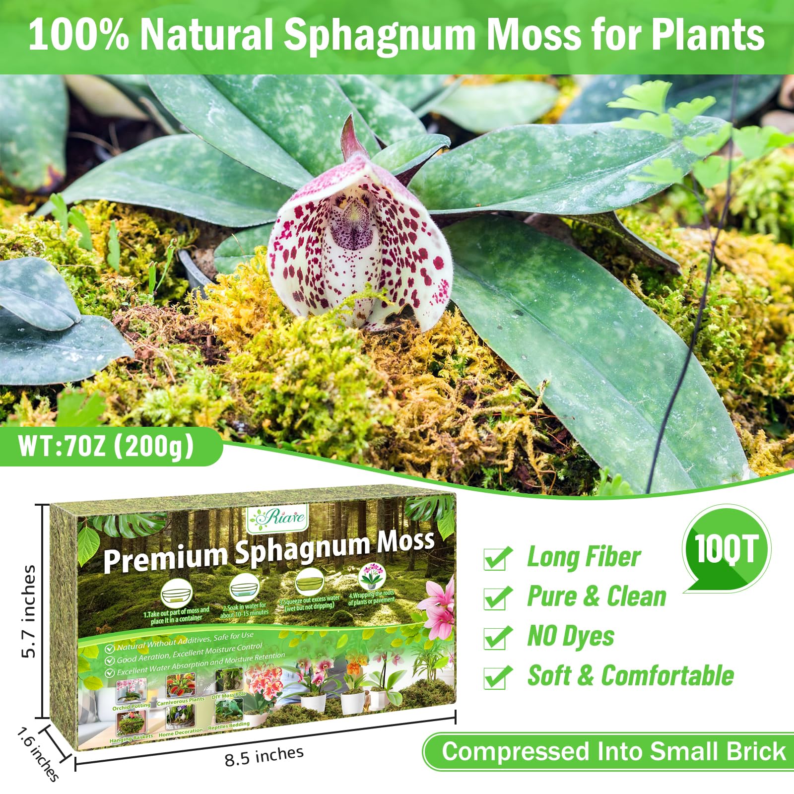 Riare 7OZ Sphagnum Moss in packaging