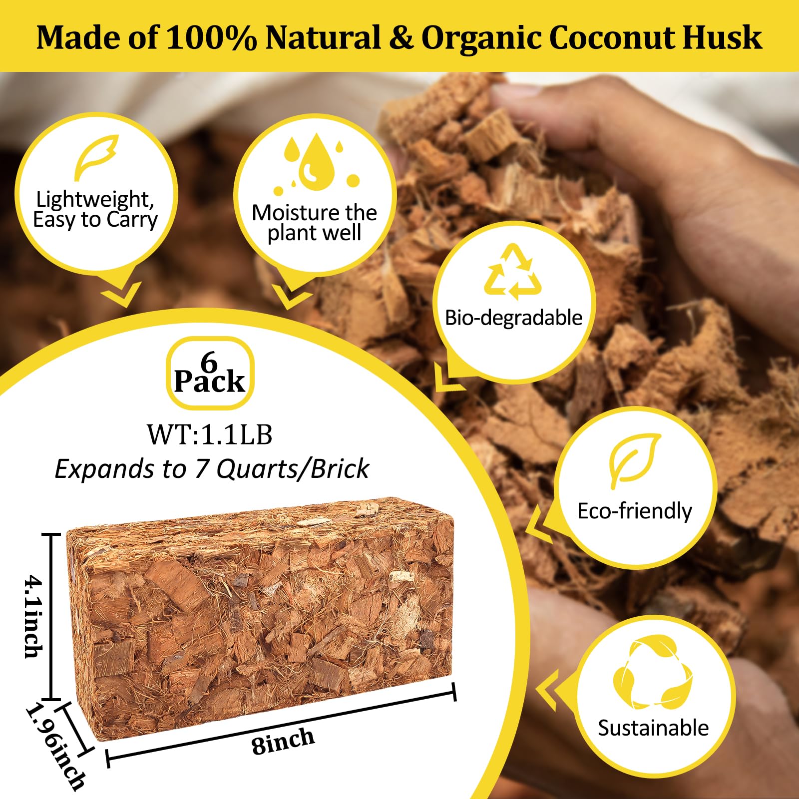Riare Coco Coir Chips showing expanded brick with soil