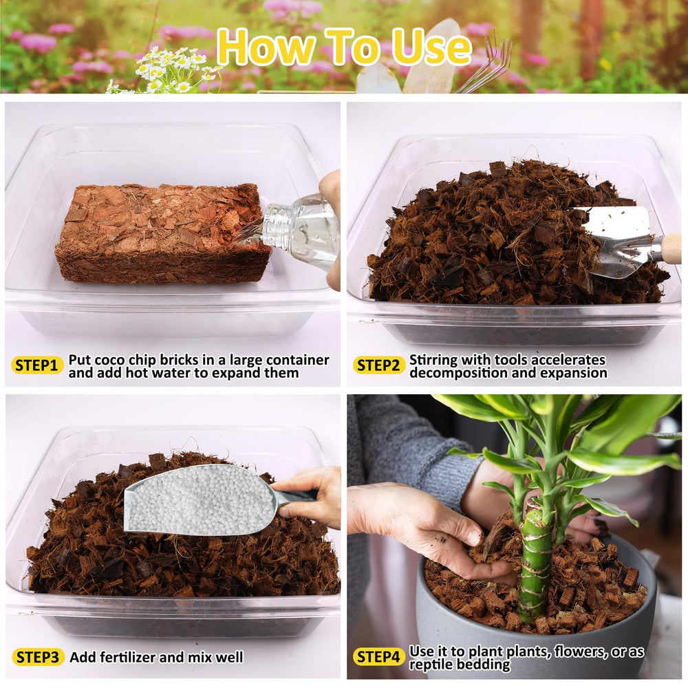 Riare Coco Coir Chips with plants in a garden setting