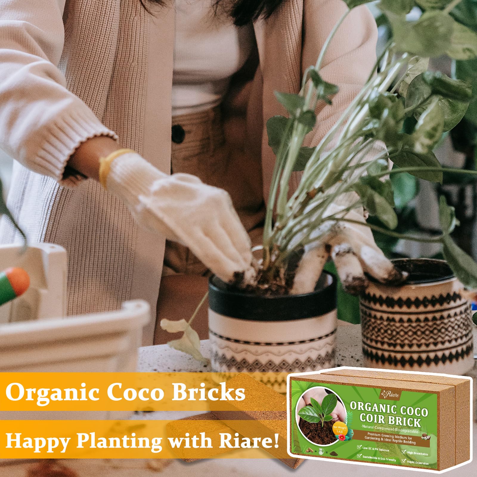 Riare Organic Coco Coir Bricks for gardening applications