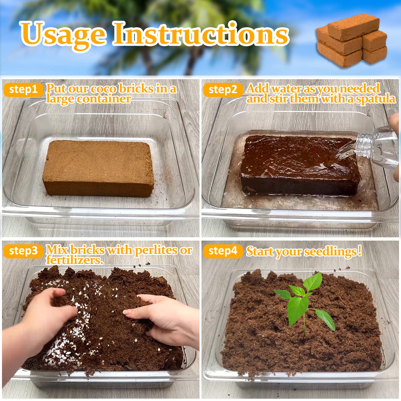 Riare Organic Coco Coir Bricks with moisture retention demonstration