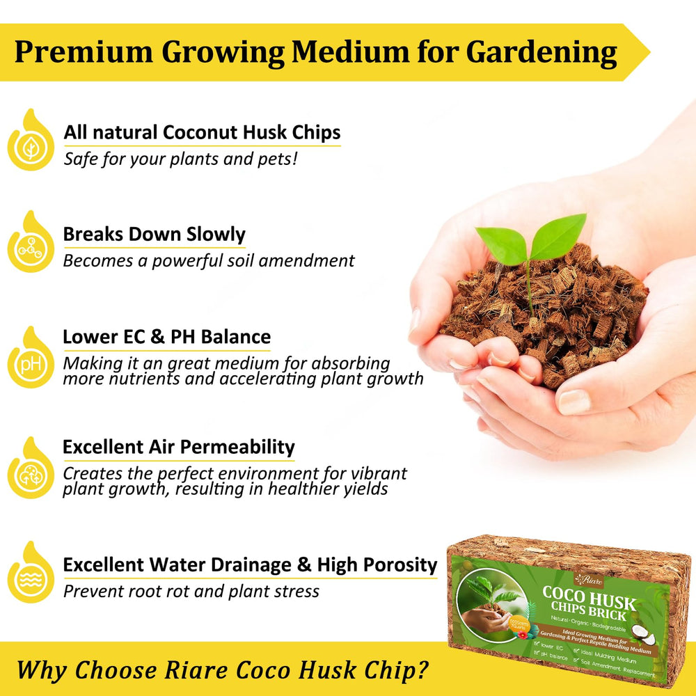 Riare Organic Coco Coir Chips 6 Pack, side view of individual brick