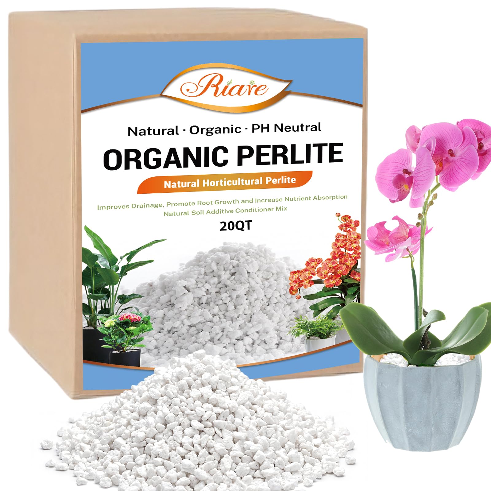 Riare Organic Perlite 20QT bag front view