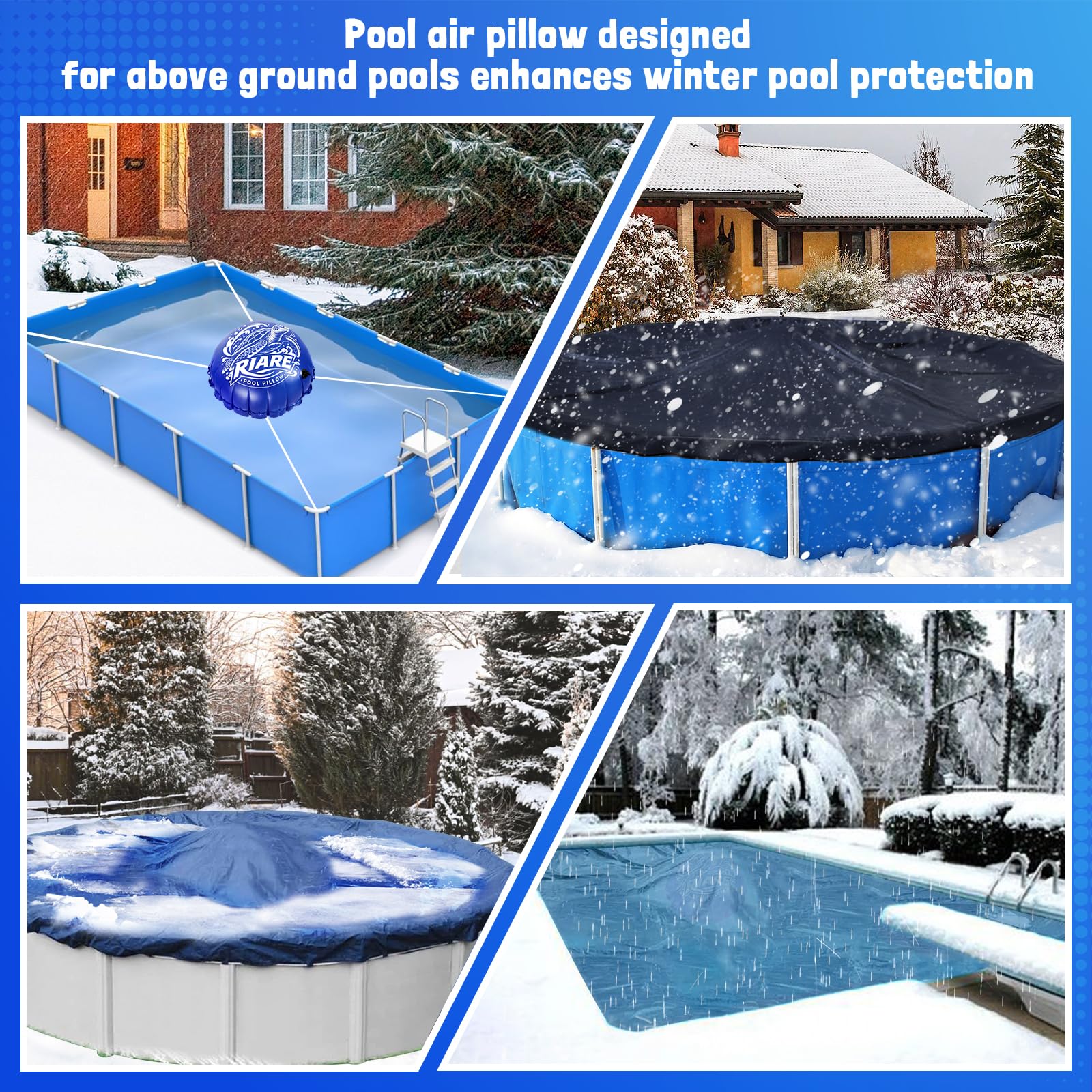 Riare pool pillow against a snowy background