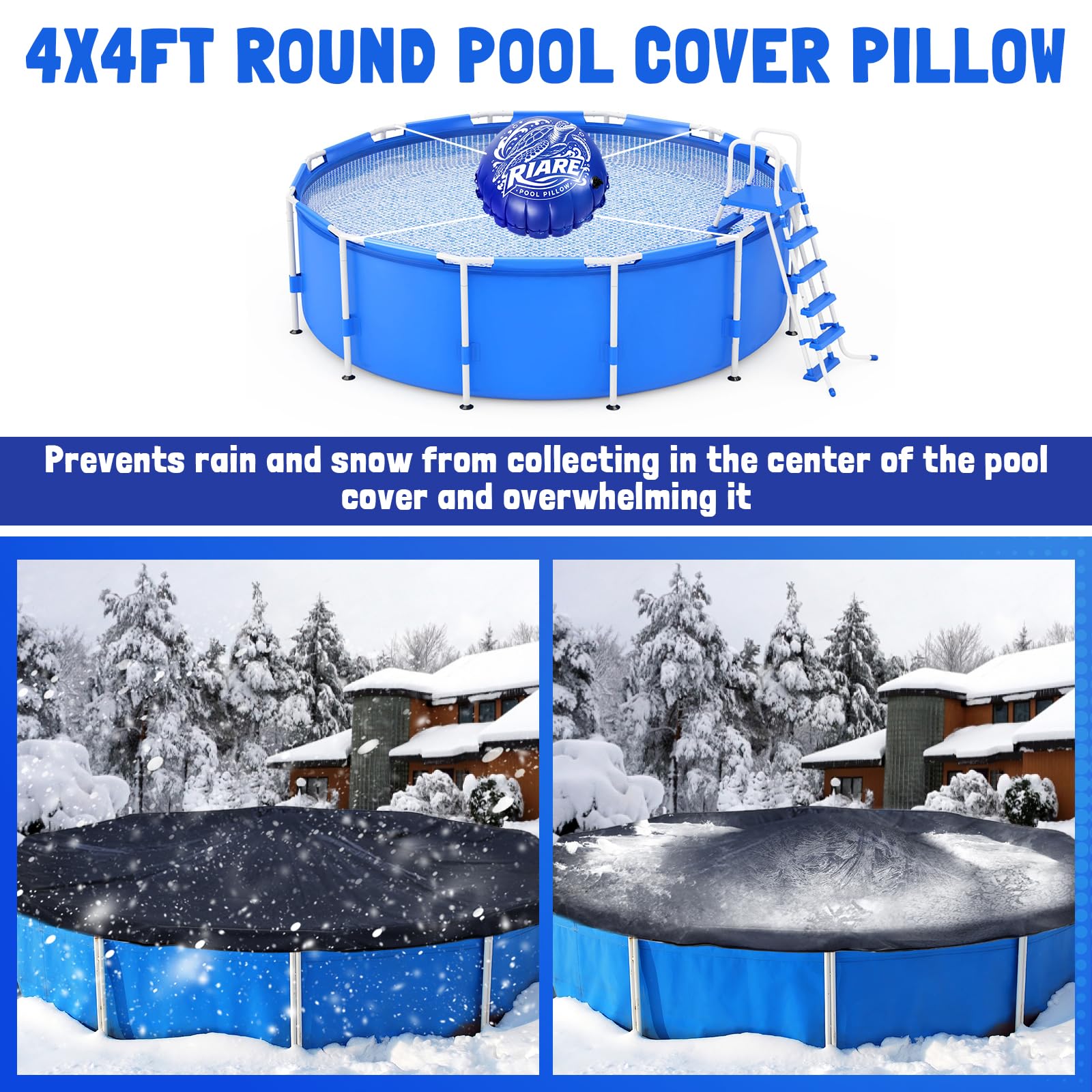 Riare pool pillows in use on an above ground pool