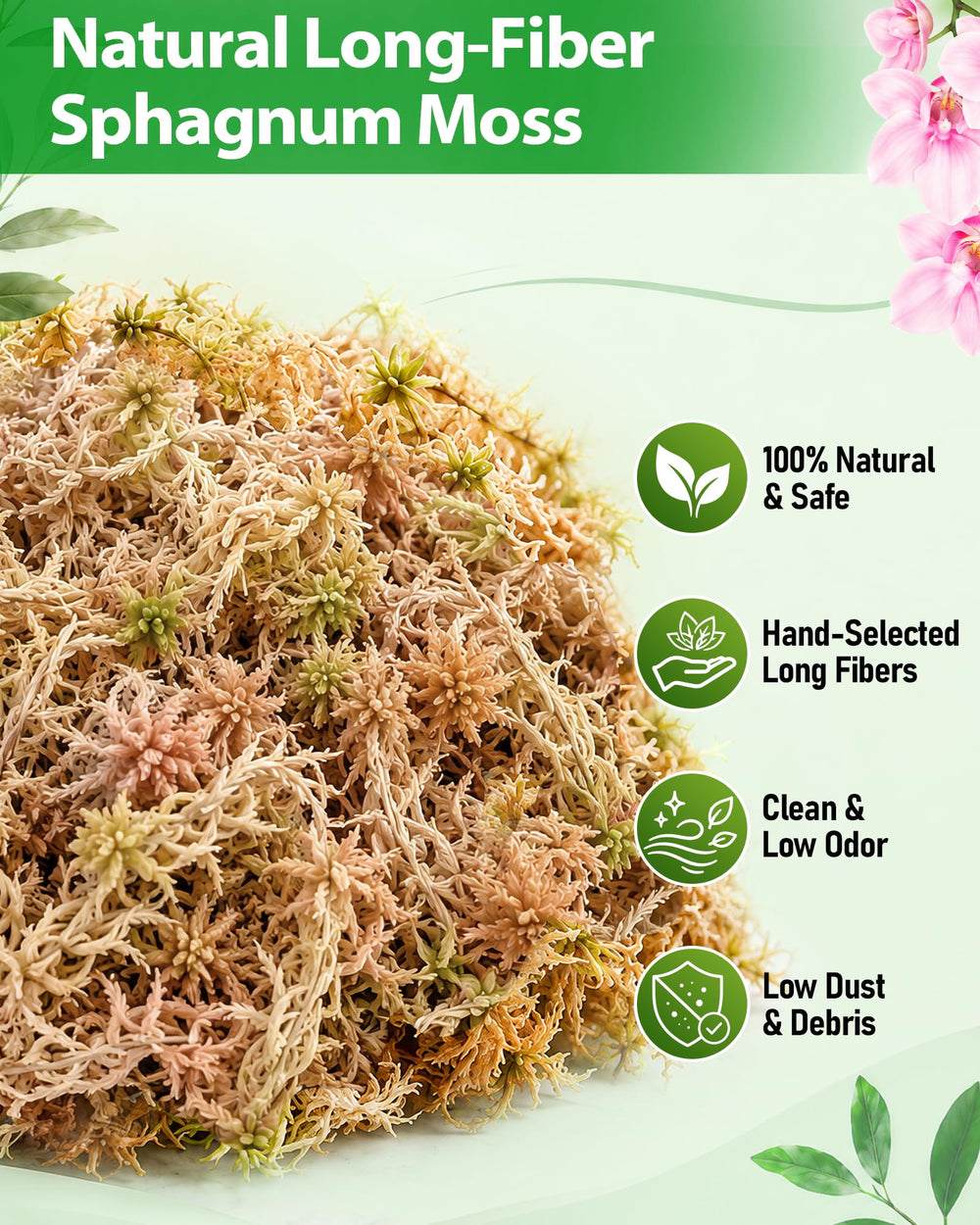 Riare Sphagnum Moss expanded showing long fibers