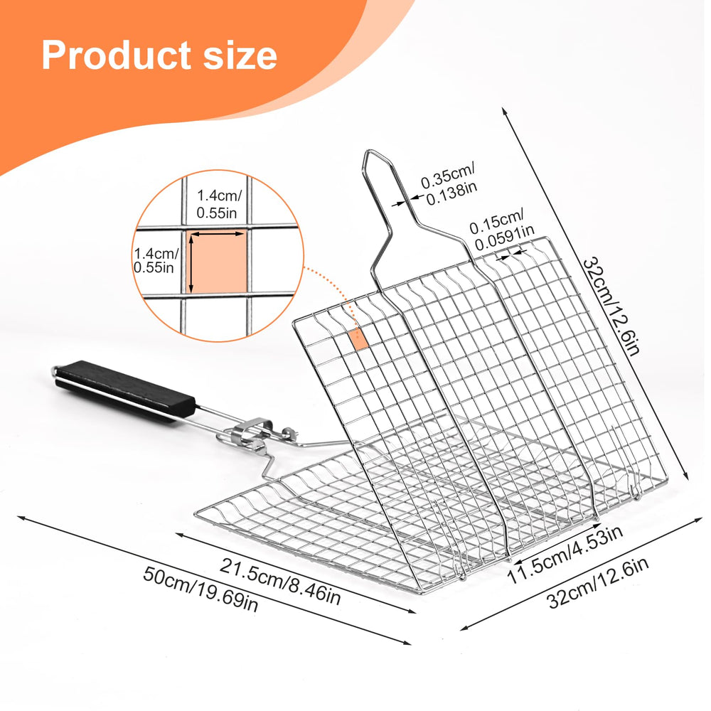 Ribber Fish Grill Basket being folded for storage