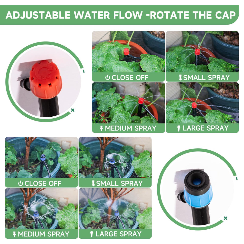 Riboud 240FT drip irrigation system in a garden setup