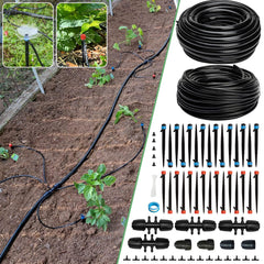 Riboud 240FT Drip Irrigation System Kit complete set with tubing and accessories
