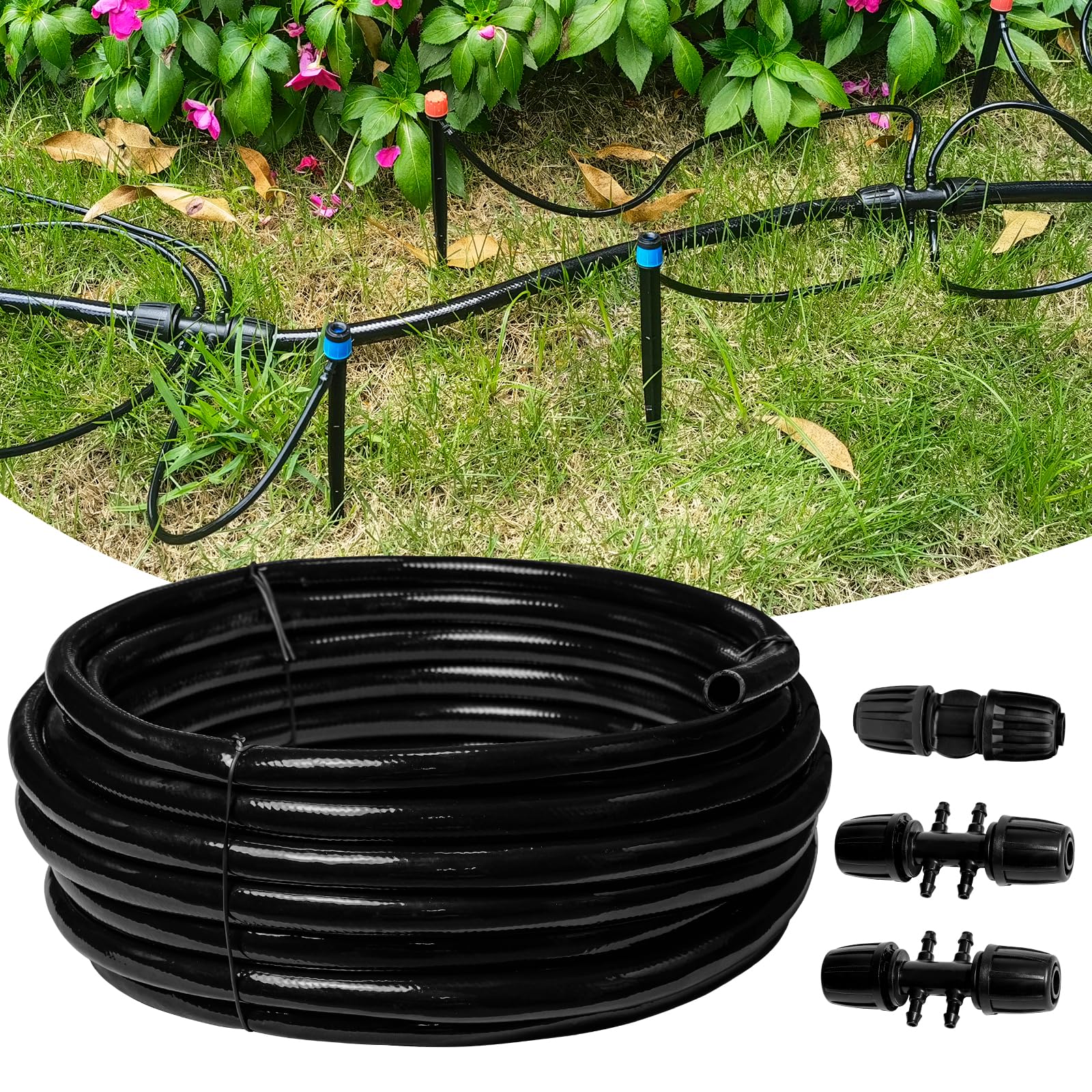 Riboud 50 FT 1/2 Inch Drip Irrigation Tubing main tube front view