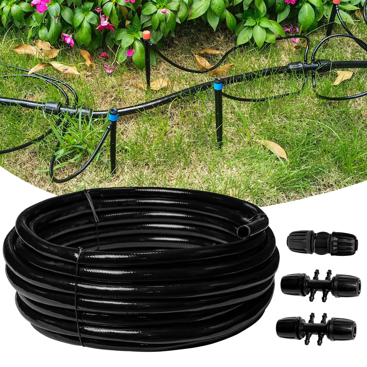Riboud 50 FT 1/2 Inch Drip Irrigation Tubing main tube front view