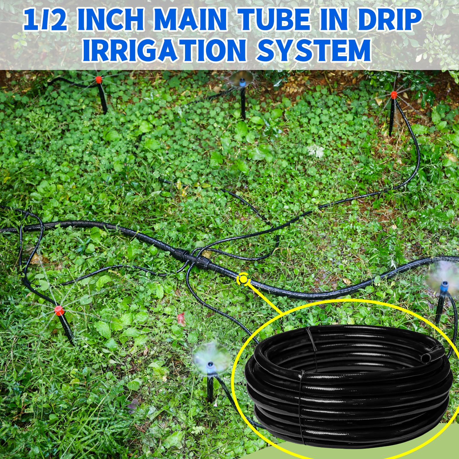 Riboud 50 FT drip irrigation tubing coiled view